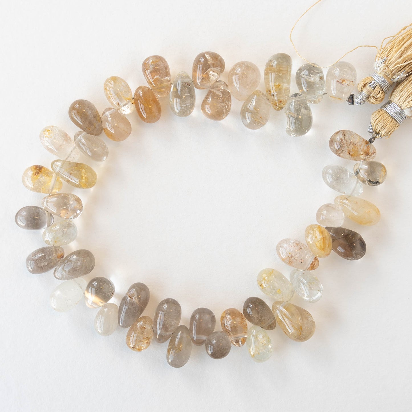 Rutilated Quartz Teardrops - 1 strand
