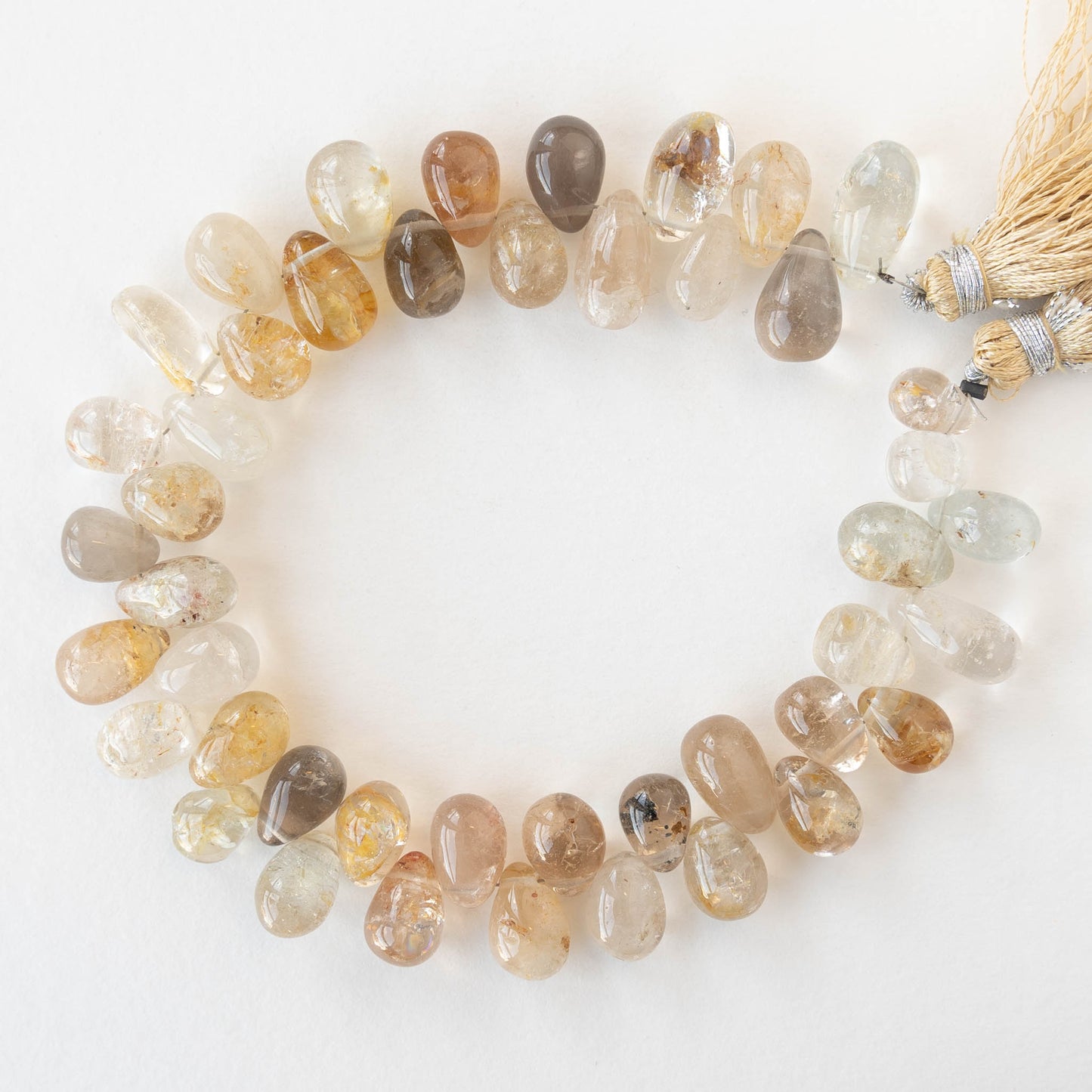 Rutilated Quartz Teardrops - 1 strand