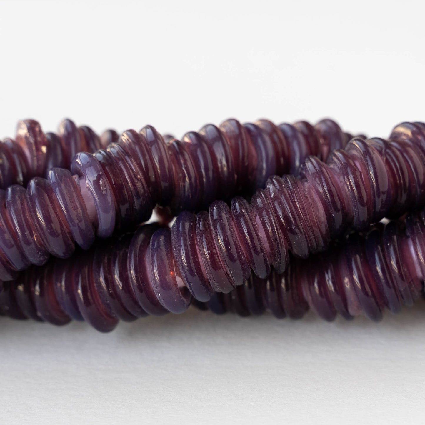 Handmade Glass Rings From Venice Italy - Transparent Amethyst - 20 beads