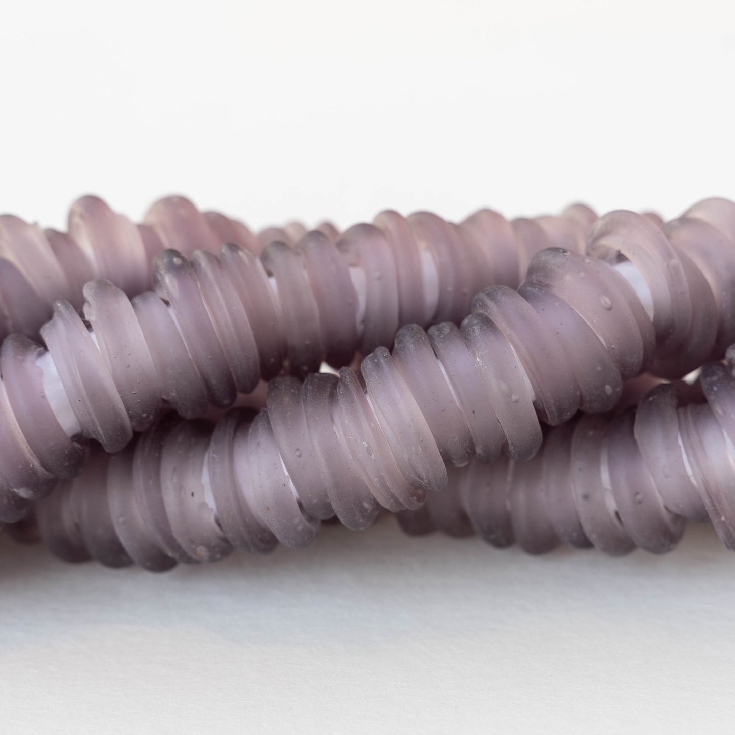 Handmade Glass Rings From Venice Italy - Matte Light Amethyst - 20 beads