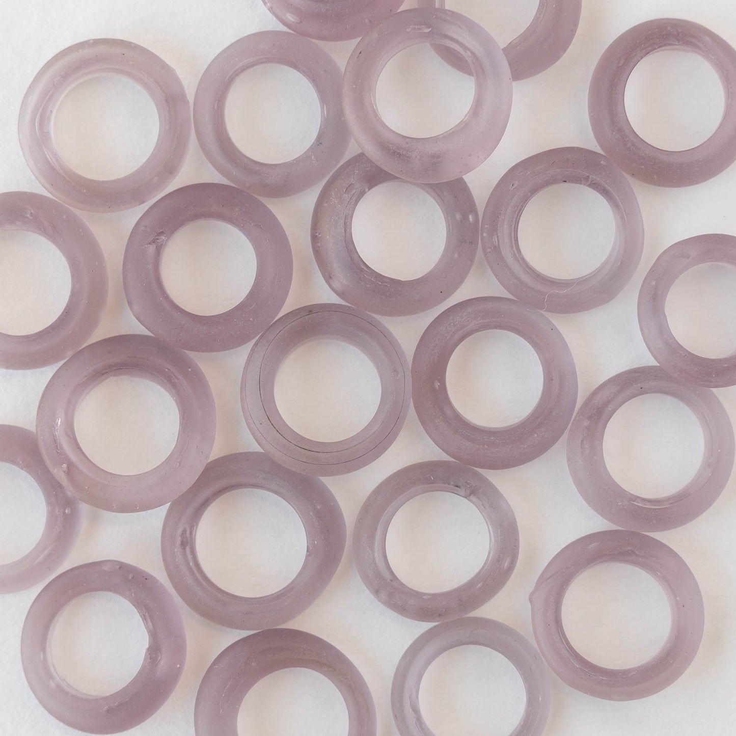 Handmade Glass Rings From Venice Italy - Matte Light Amethyst - 20 beads