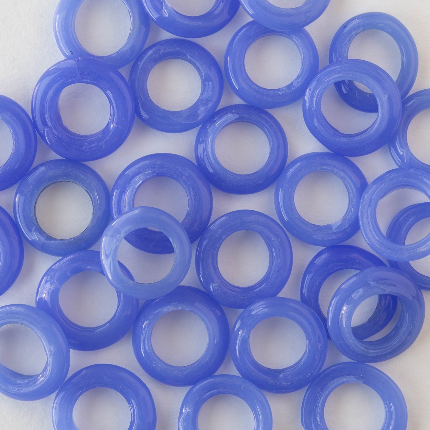 Handmade Glass Rings From Venice Italy - Opaline Periwinkle - 20 beads