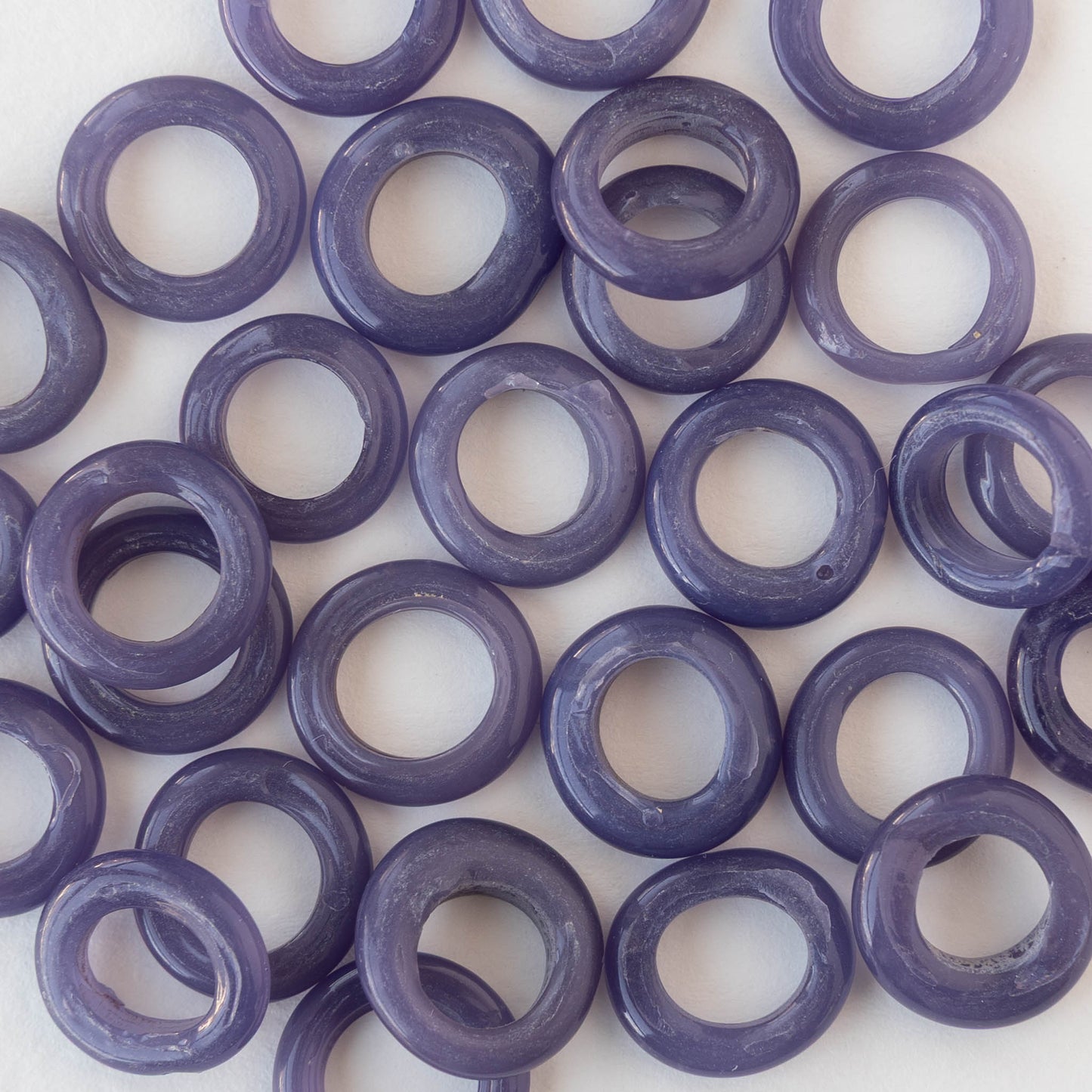Handmade Glass Rings From Venice Italy - Opaline Purple - 20 beads