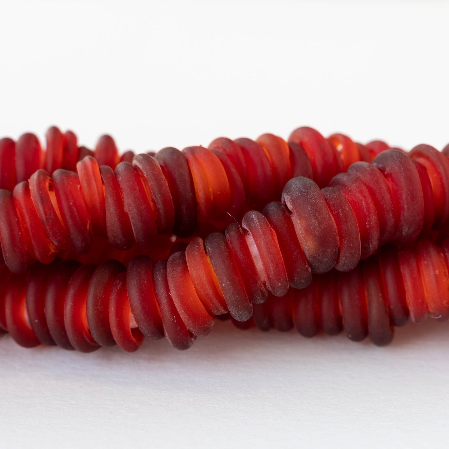 Handmade Glass Rings From Venice Italy - Matte Red - 20 beads