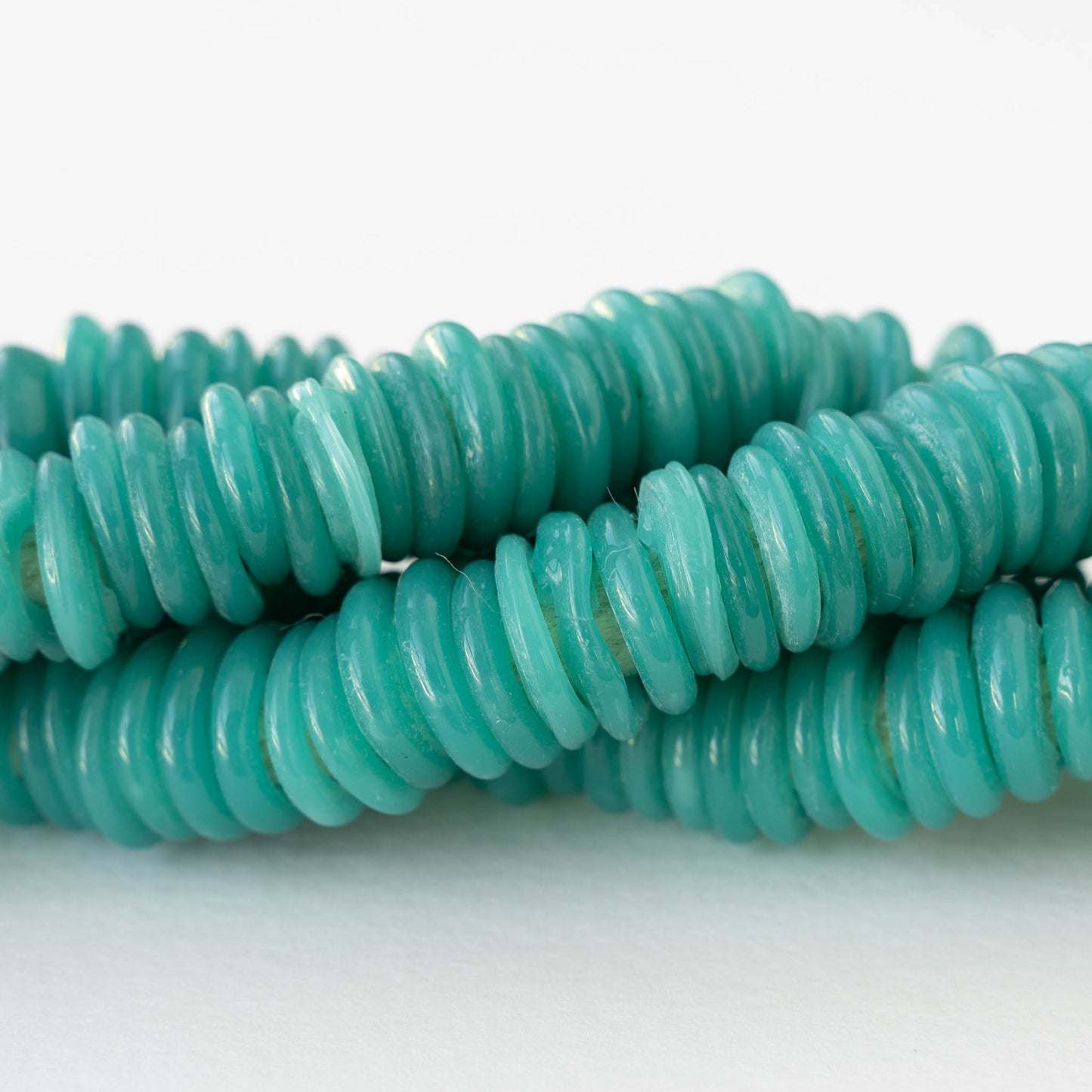Handmade Glass Rings From Venice Italy - Opaline Seafoam - 20 beads