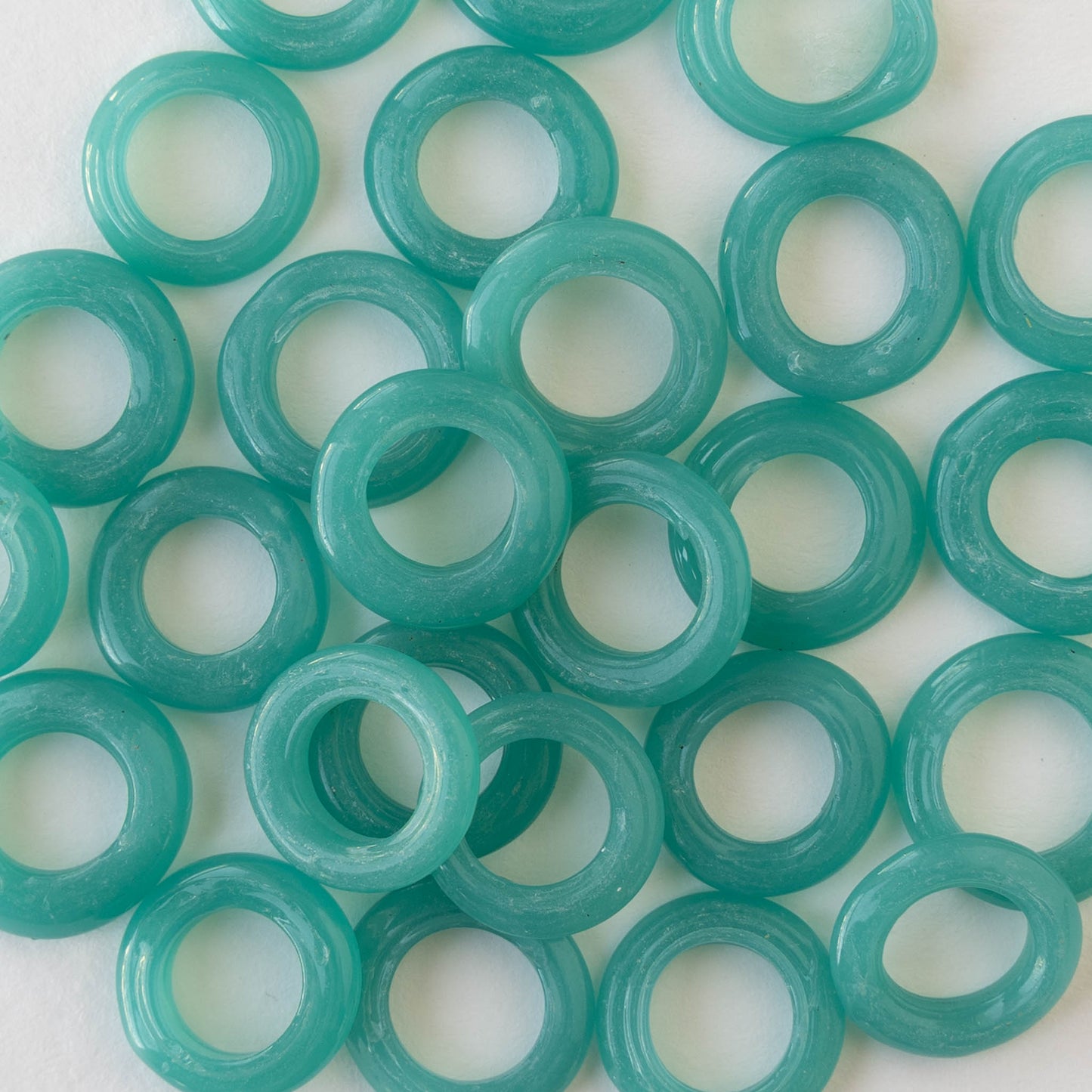 Handmade Glass Rings From Venice Italy - Opaline Seafoam - 20 beads