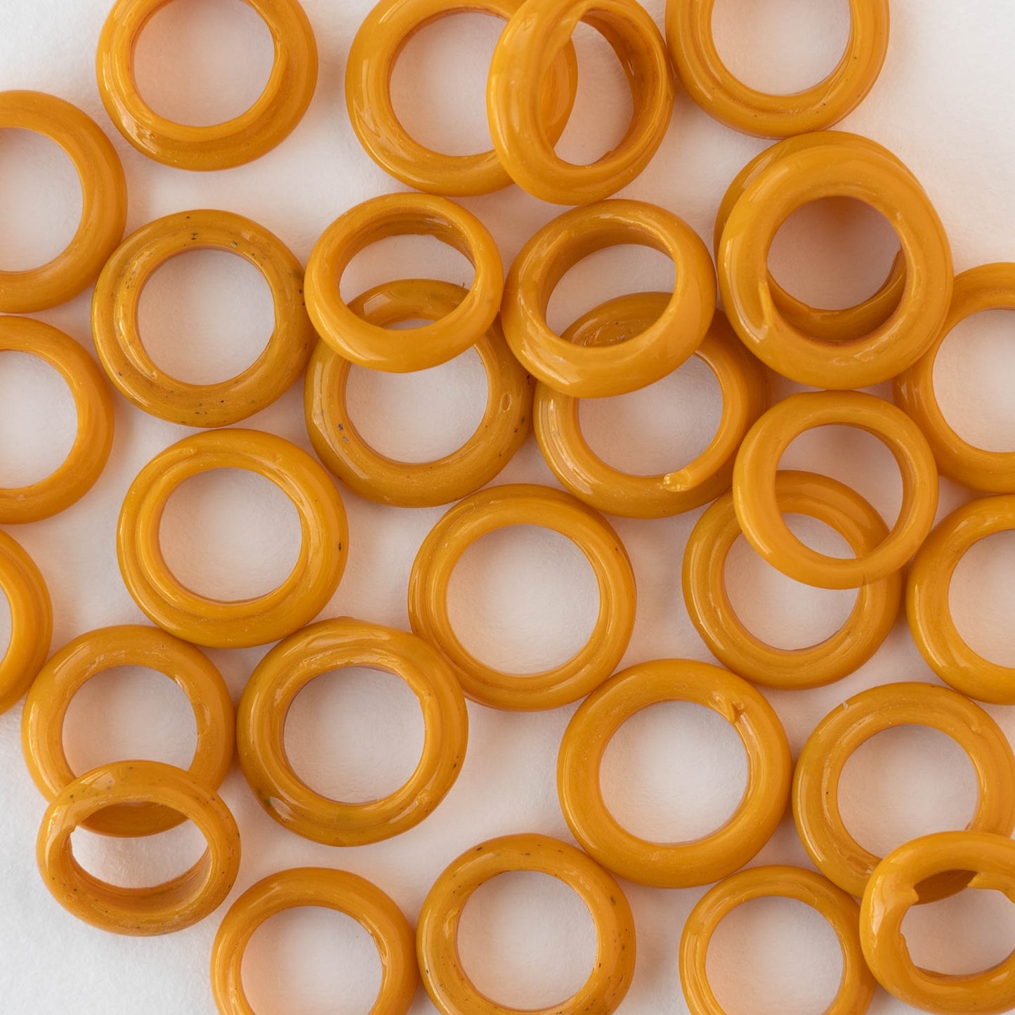 Handmade Glass Rings From Venice Italy - Opaque Yellow Ochre - 20 beads