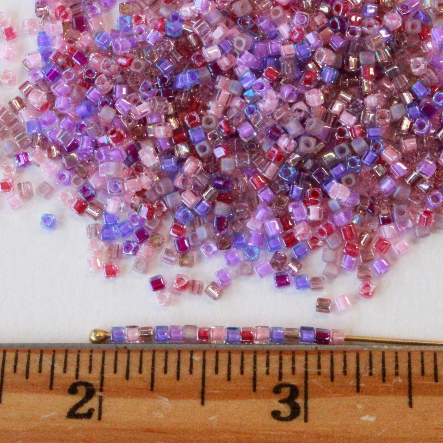 1.8mm Miyuki Cube Beads  - Passion Flower Mix - 20 grams