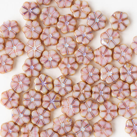 10mm Forget Me Not Flower Beads - Silky Pink - 10 Beads