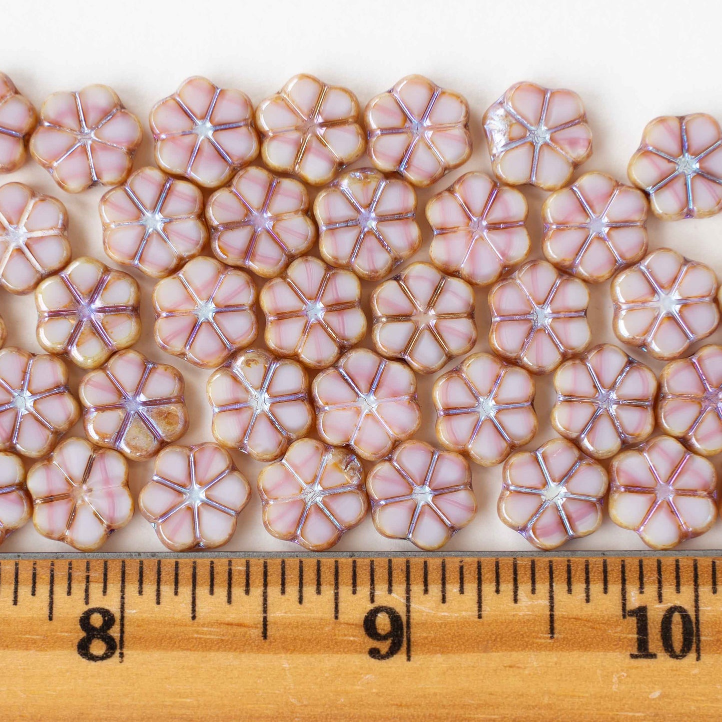 10mm Forget Me Not Flower Beads - Silky Pink - 10 Beads