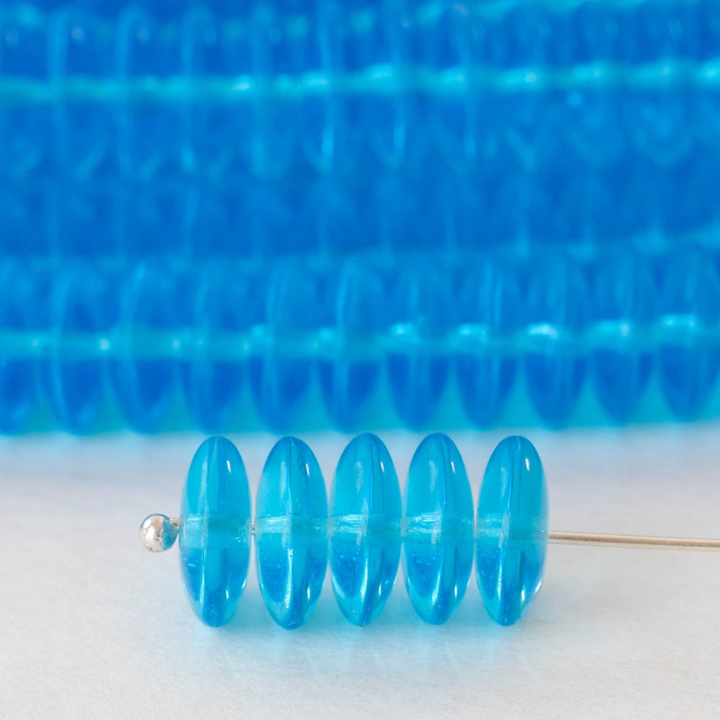10mm Rondelle Beads - Aqua Blue  - 30 Beads