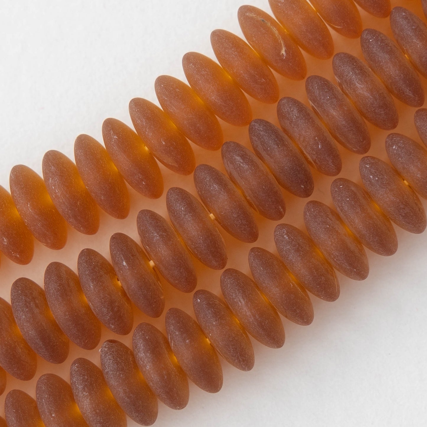 10mm Rondelle Beads - Dark Amber Topaz Matte - 30 Beads