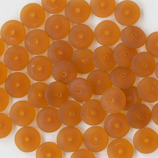 10mm Rondelle Beads - Dark Amber Topaz Matte - 30 Beads