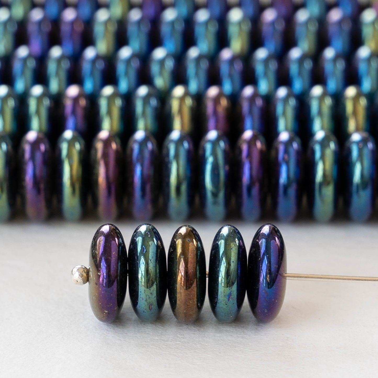 10mm Rondelle Beads - Blue Iris - 30 Beads