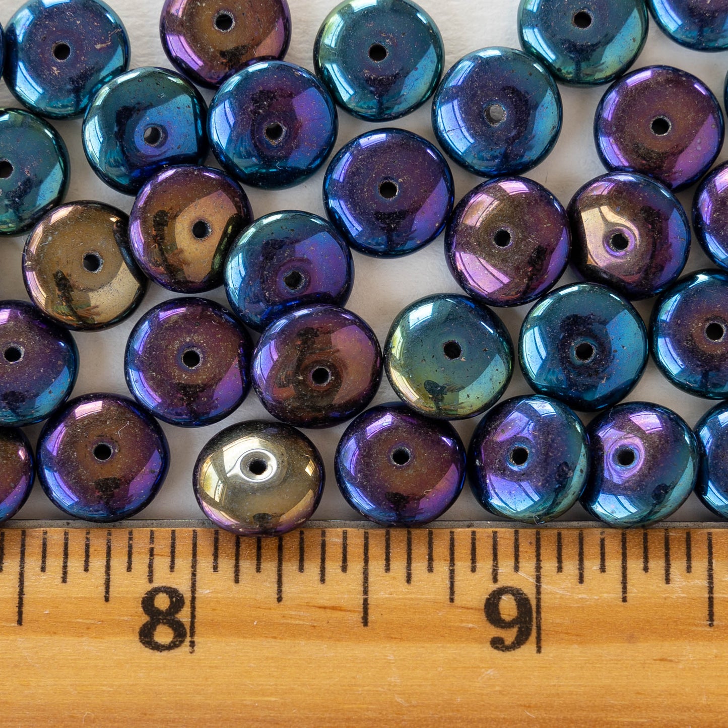 10mm Rondelle Beads - Blue Iris - 30 Beads