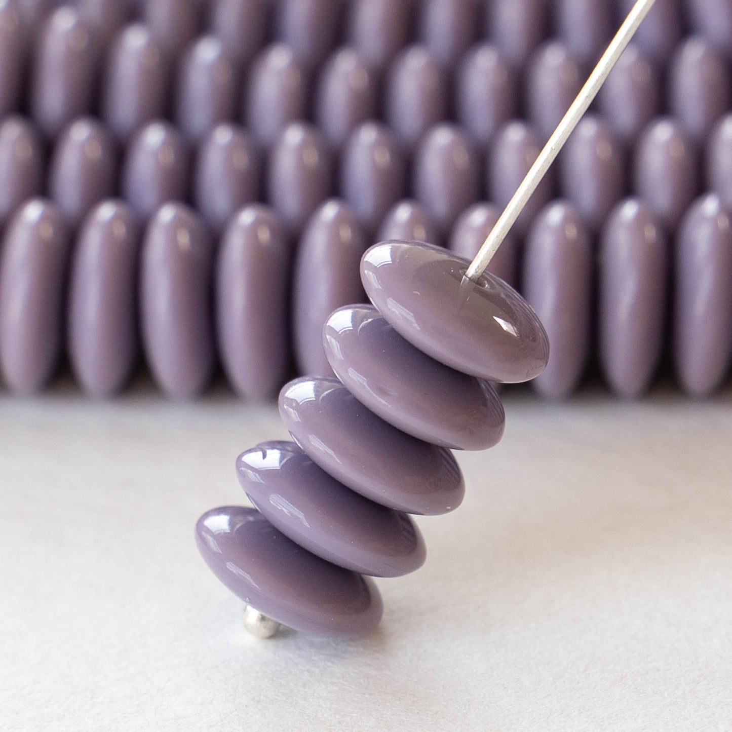 10mm Rondelle Beads - Opaque Lavender - 30 Beads