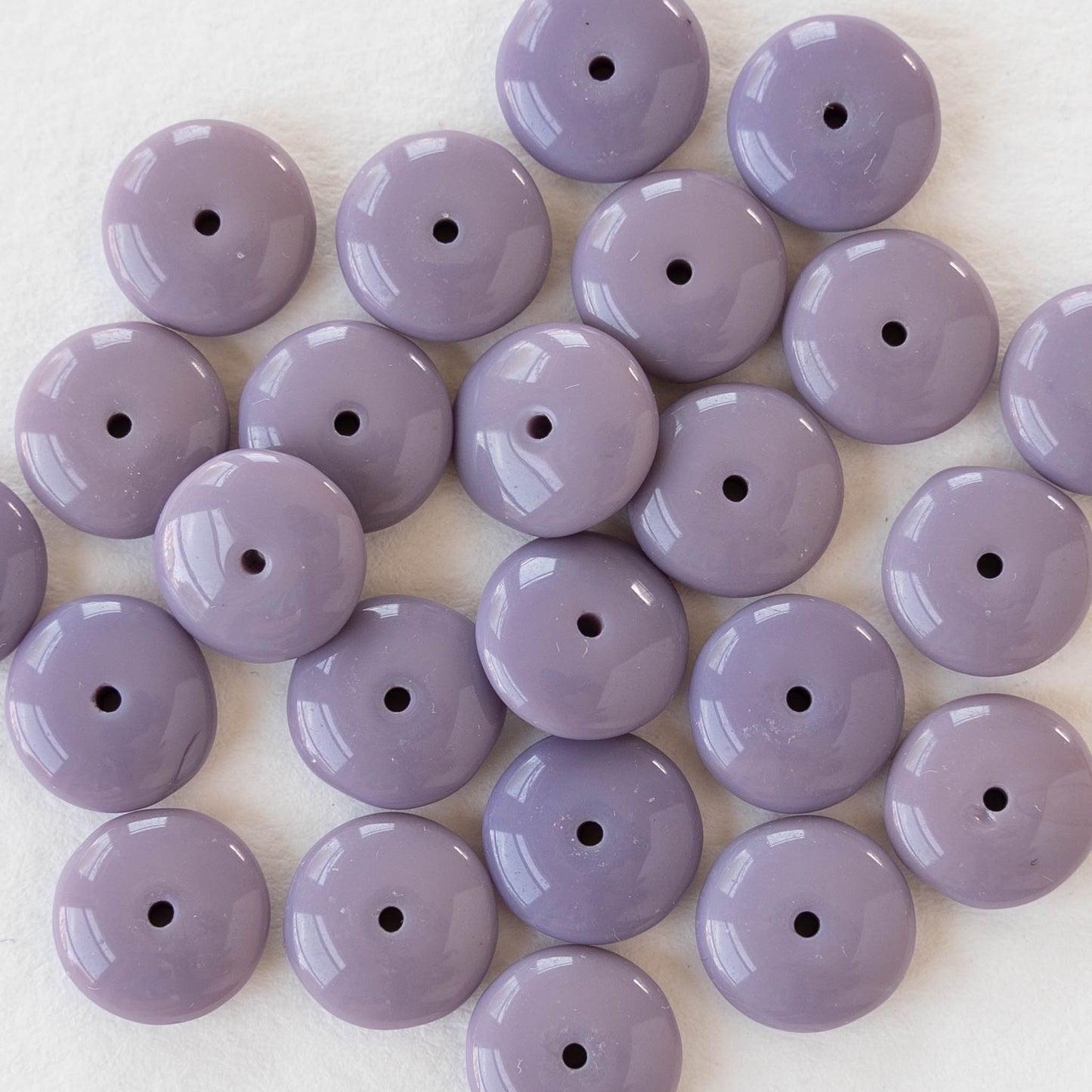 10mm Rondelle Beads - Opaque Lavender - 30 Beads