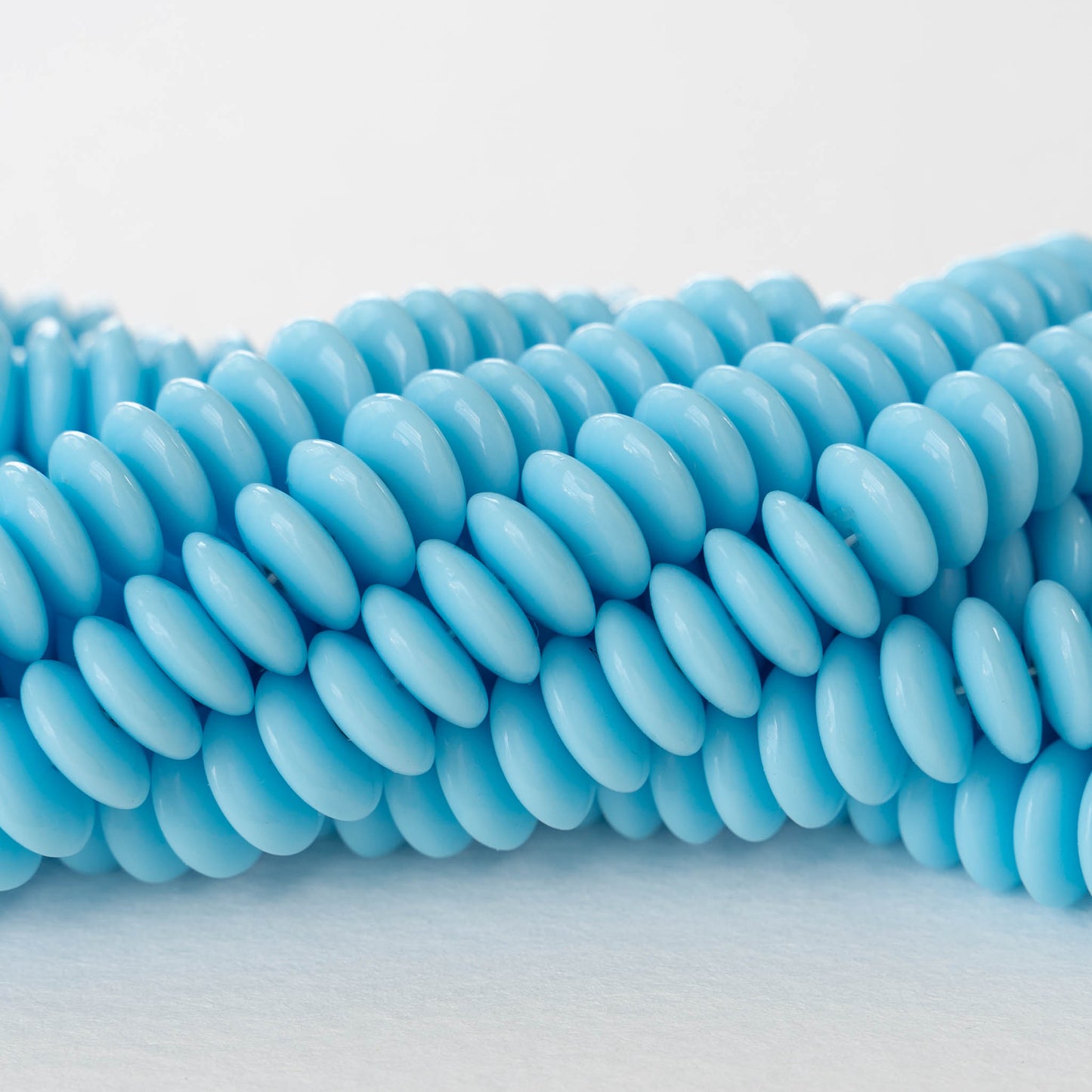 10mm Rondelle Beads - Opaque Light Blue - 30 Beads