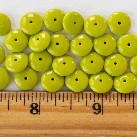 10mm Rondelle Beads - Opaque Lime Green  - 30 Beads