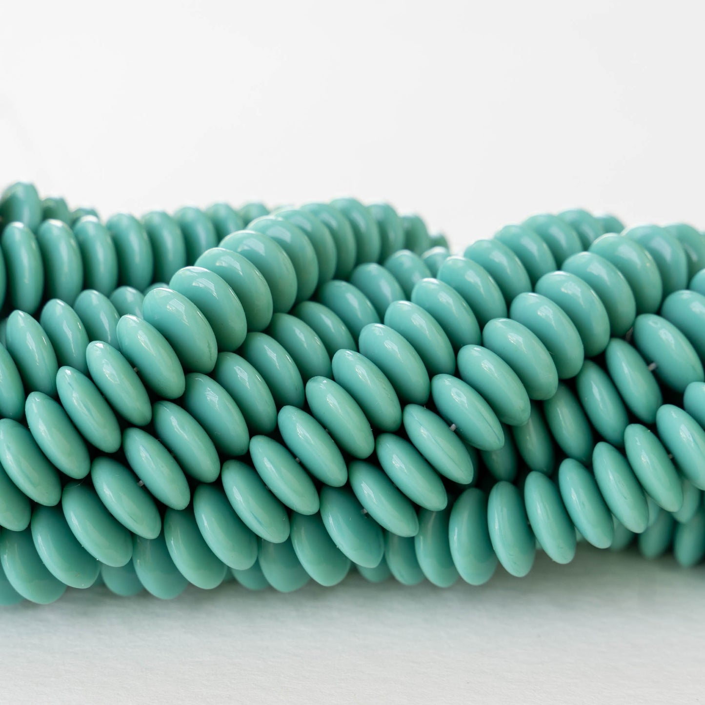 10mm Rondelle Beads - Opaque Turquoise  - 30 Beads