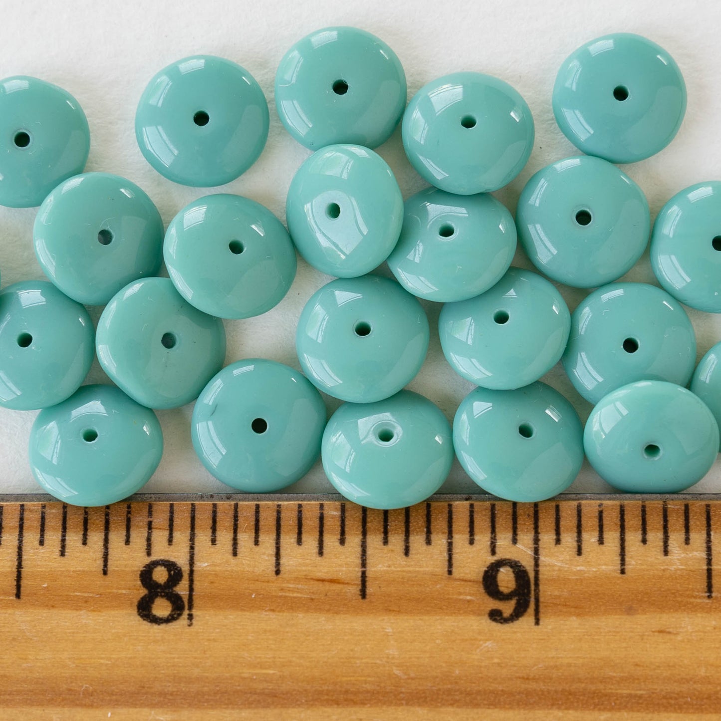 10mm Rondelle Beads - Opaque Turquoise  - 30 Beads