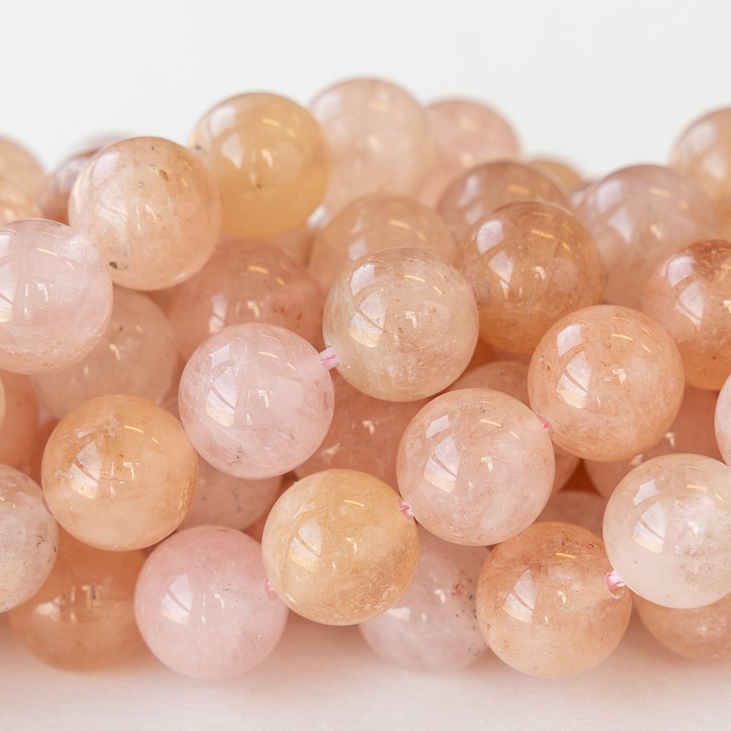 10mm Round Pink Morganite Gemstone Rounds - 16 Inches