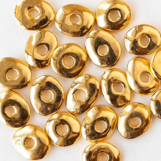 10x12mm 24K Gold Coated Ceramic Beads - 10 or 30