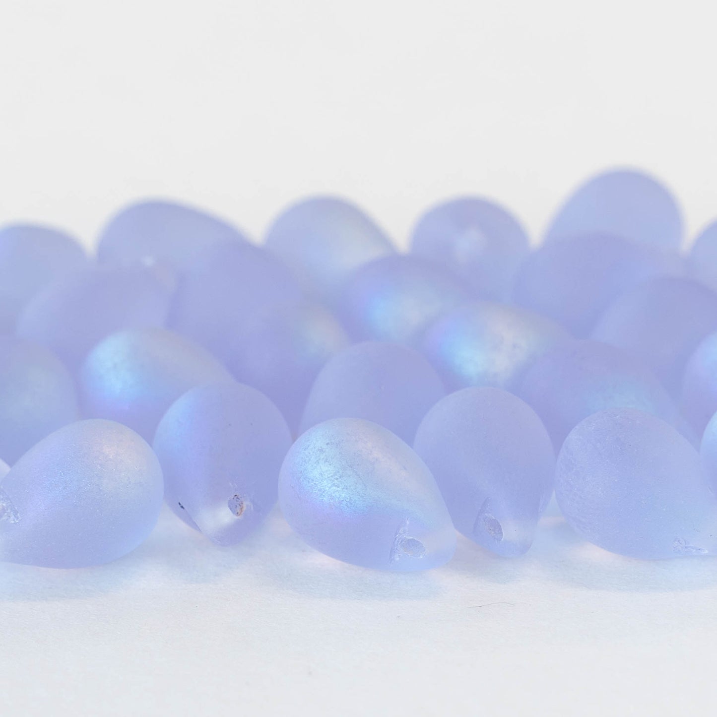 10x14mm Glass Teardrop Beads - Lavender Matte AB - Choose Amount
