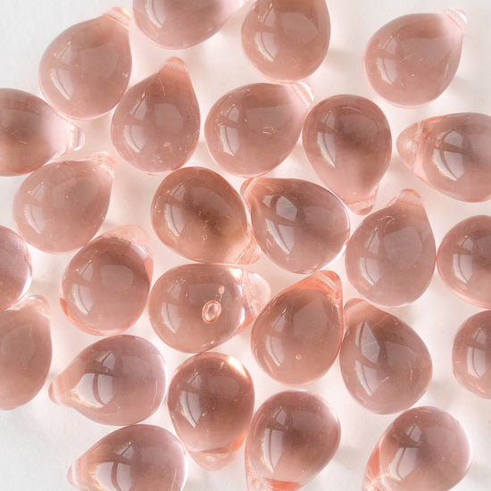 10x14mm Glass Teardrop Beads - Pink Rosaline