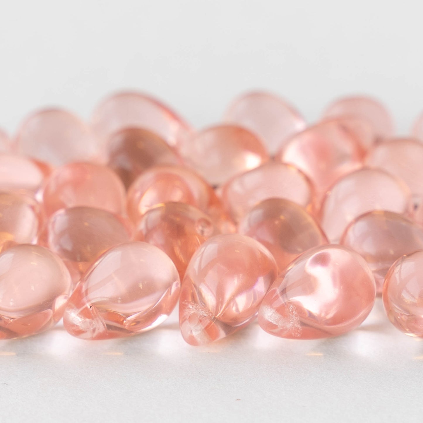 10x14mm Glass Teardrop Beads - Pink Rosaline