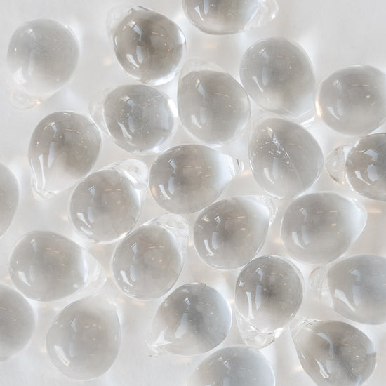 10x14mm Glass Teardrop Beads -  Crystal Clear - Choose Amount