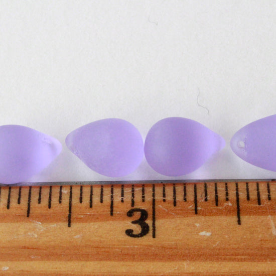 10x14mm Glass Teardrop Beads - Lavender Matte