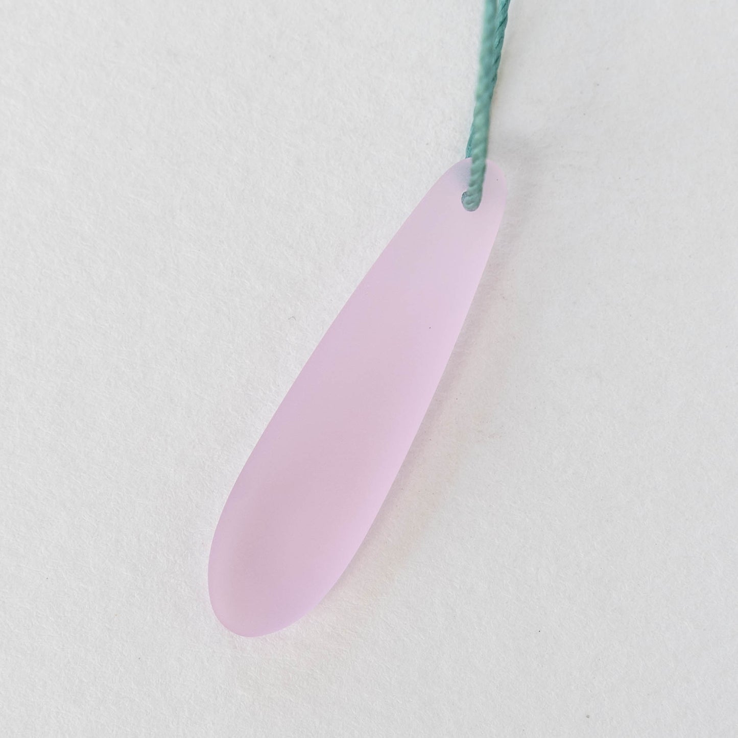 10x38mm Frosted Glass Pendant Drops - Pink - 2 or 6 Beads