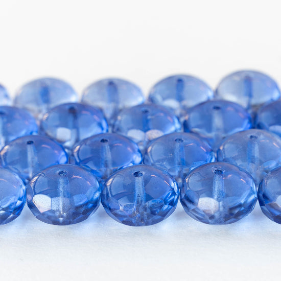 11x17mm Firepolished Rondelle Beads - Light Tanzanite - 4 or 12 Beads