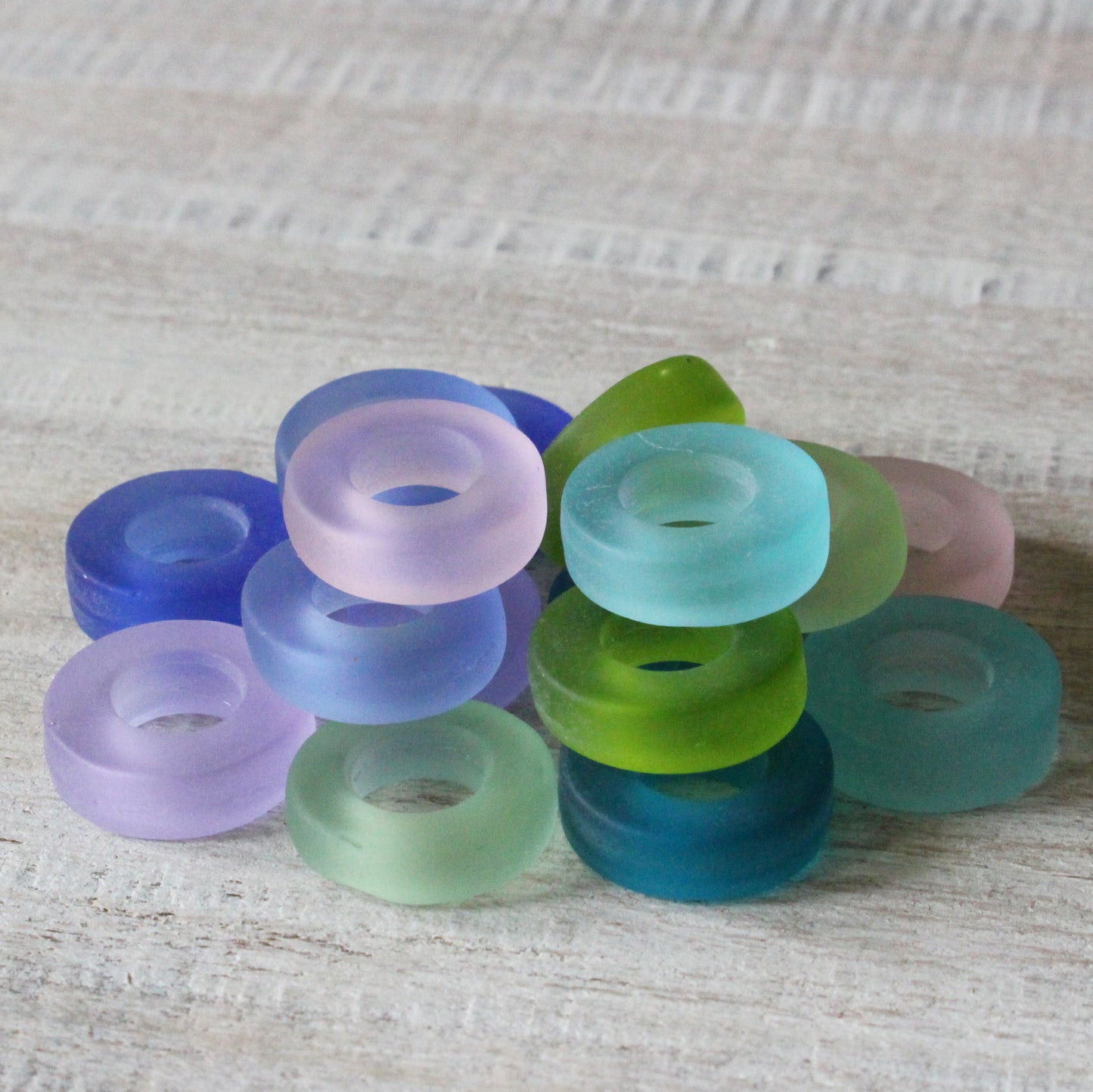 12mm Frosted Glass Rings - Assorted Colors