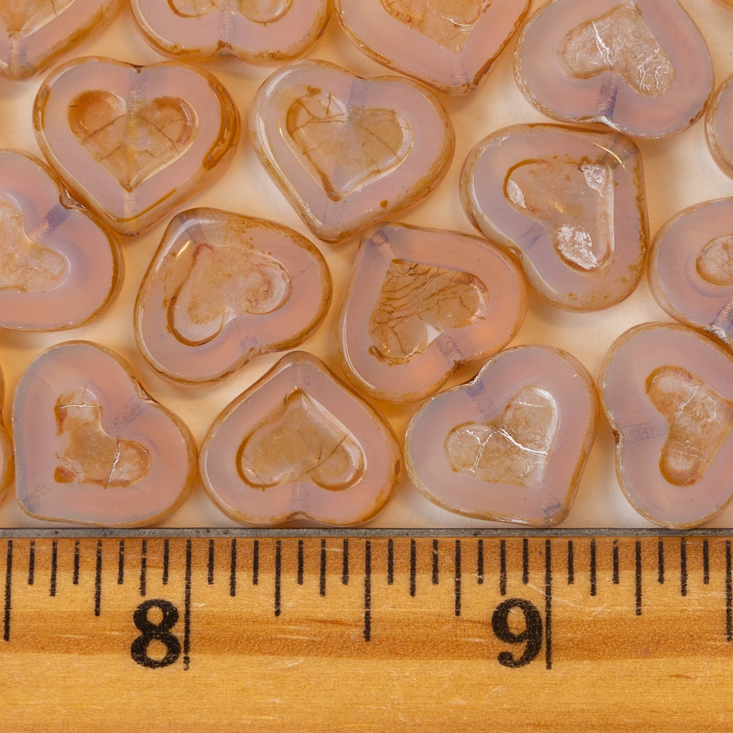 14mm Heart Beads - Pink - 10 hearts