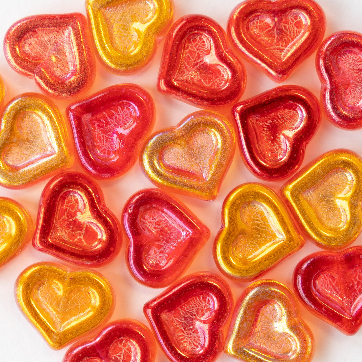 14mm Glass Heart Beads from the Czech Republic funkyprettybeads