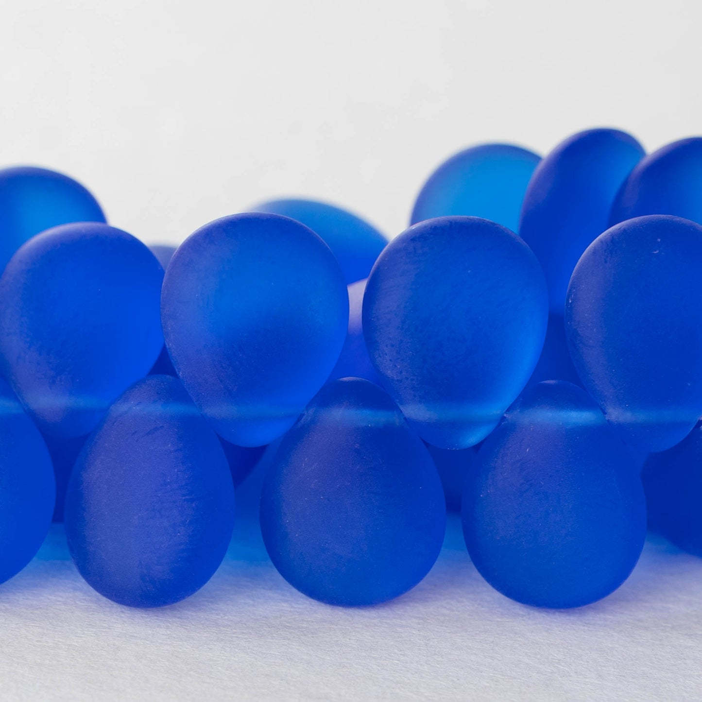 12x16mm Flat Teardrops Beads - Blue Matte - 10 or 20 Beads