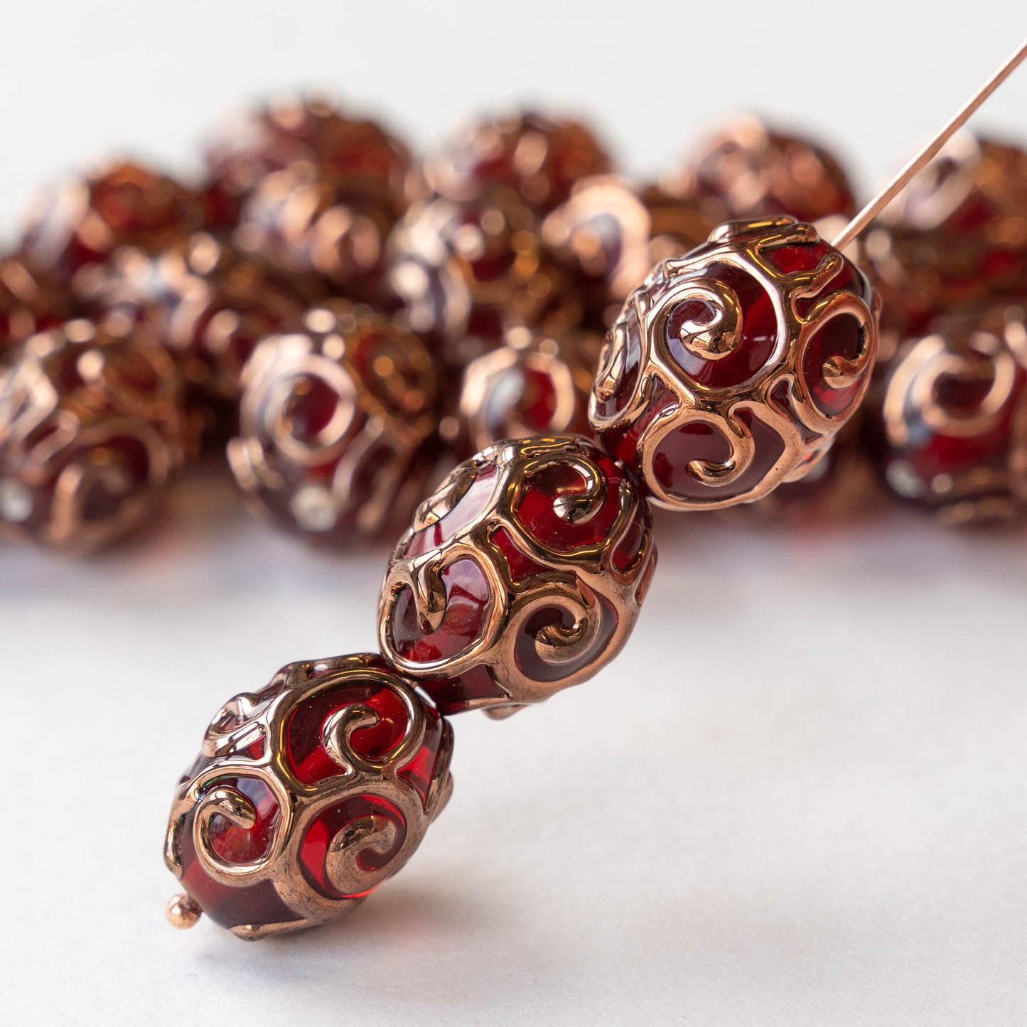 17x14mm Handmade Lampwork Beads - Red - 2, 4 or 8
