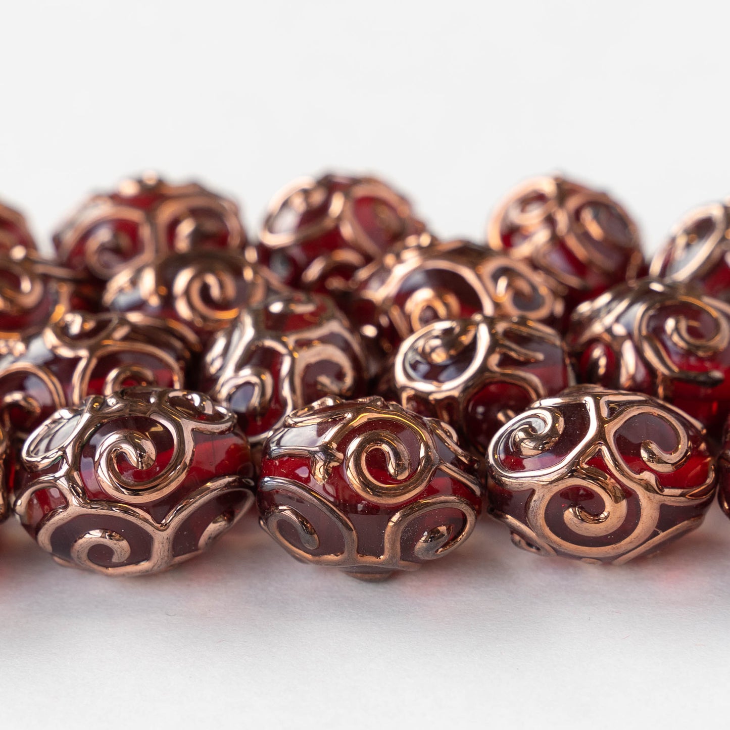 17x14mm Handmade Lampwork Beads - Red - 2, 4 or 8