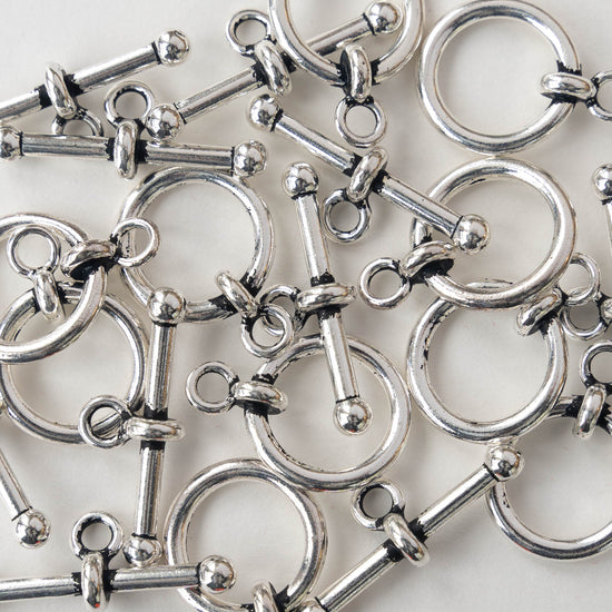 Large 18.5mm Toggle Clasp - Antiqued Silver Finish - 1 Clasp