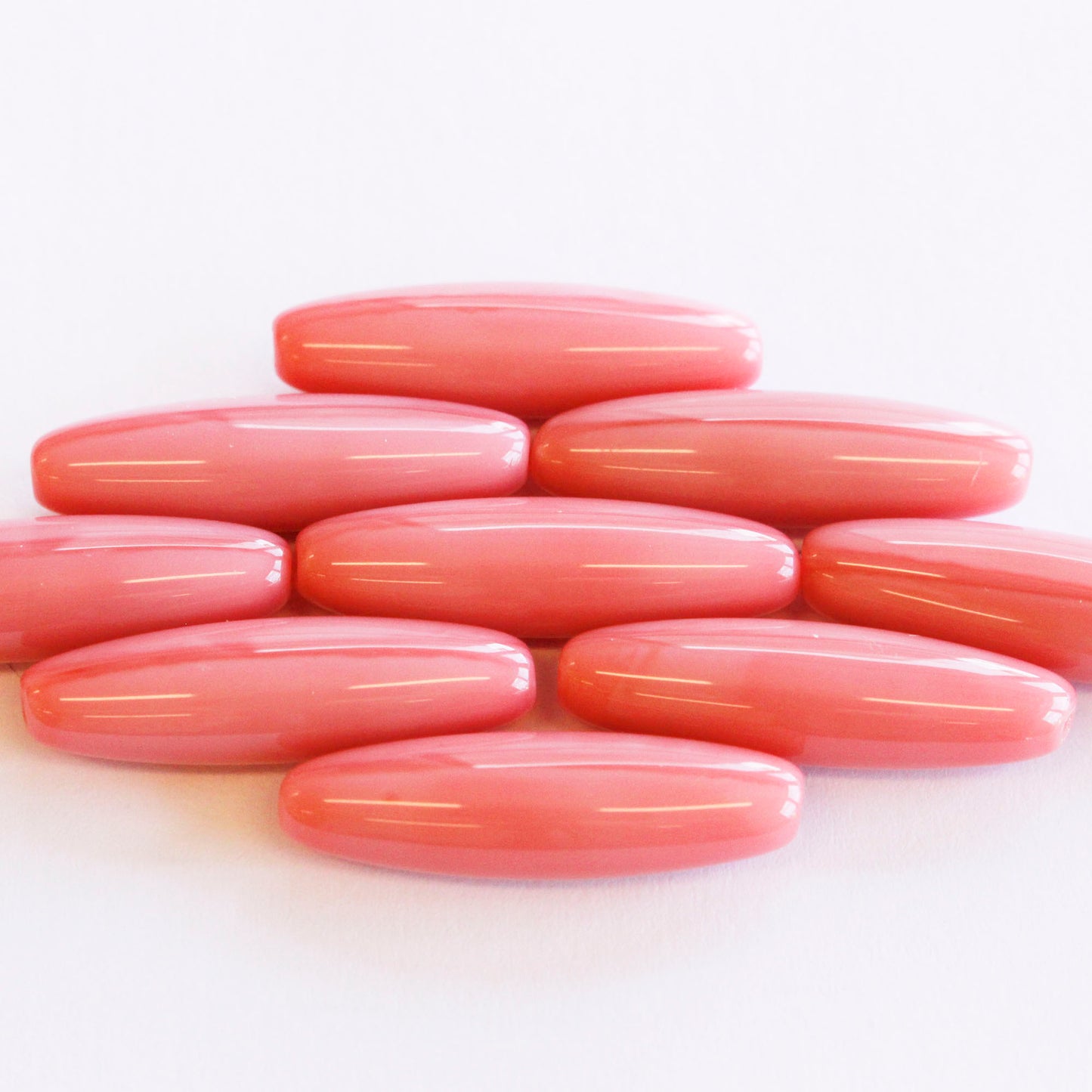 6x22mm Opaque Glass Tubes - Pink Rose - 10 or 30