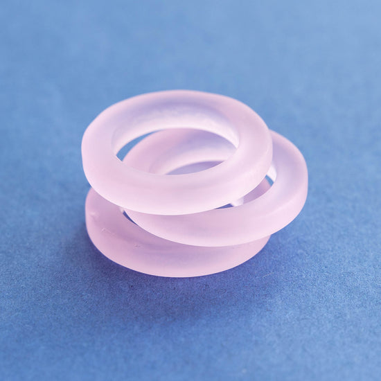 23mm Frosted Glass Rings - Pink - Choose Amount
