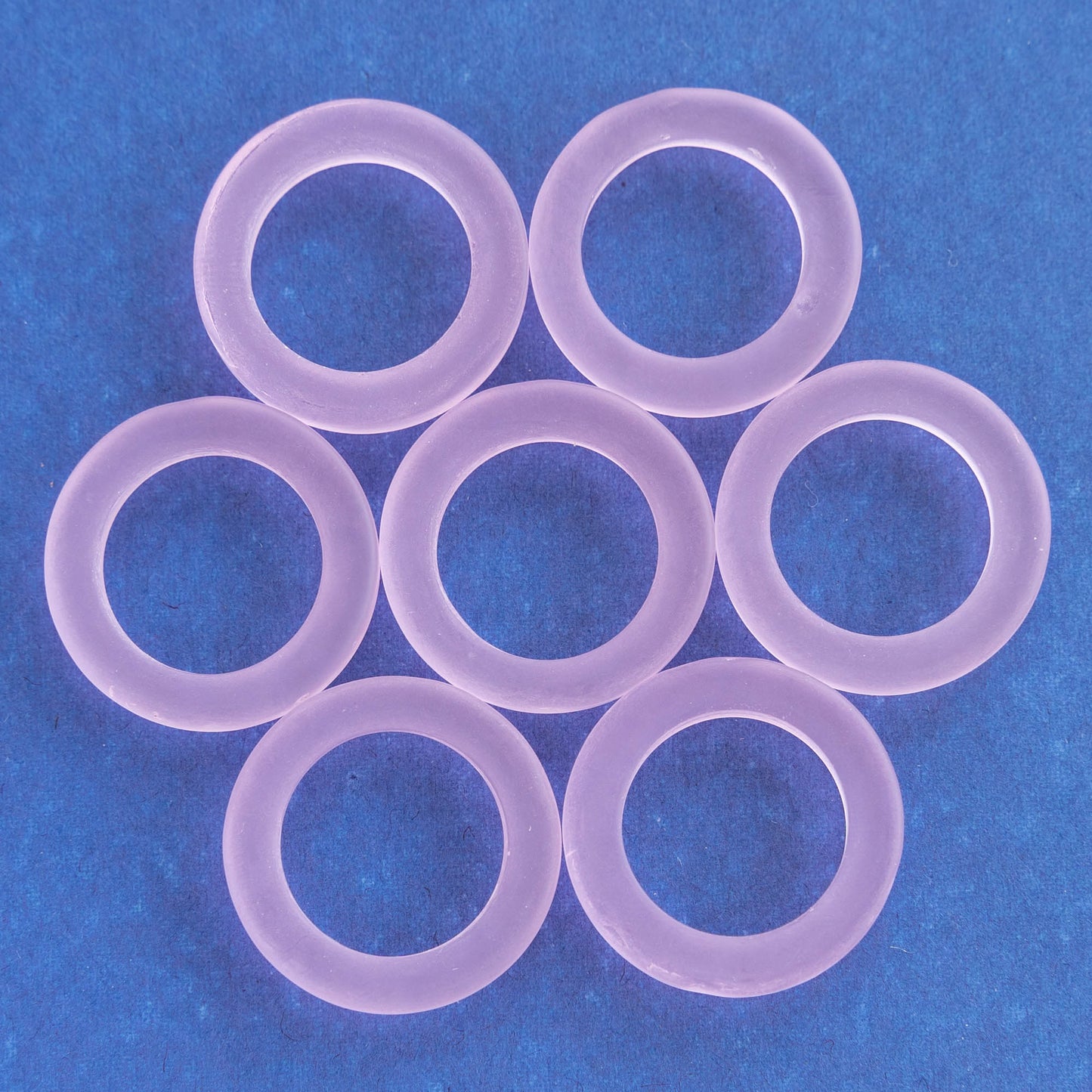 23mm Frosted Glass Rings - Pink - Choose Amount