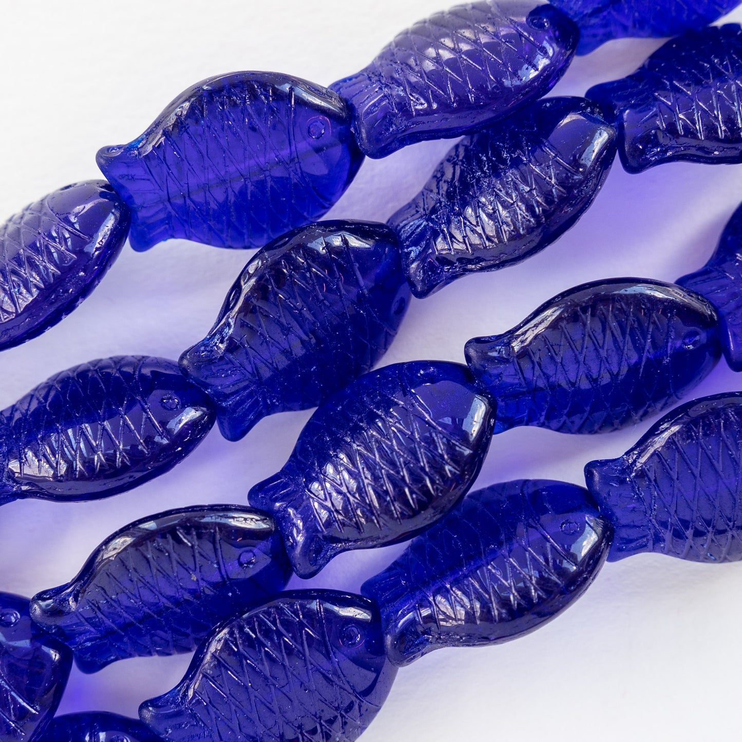 Large Glass Fish Beads - Cobalt Blue - 4 beads