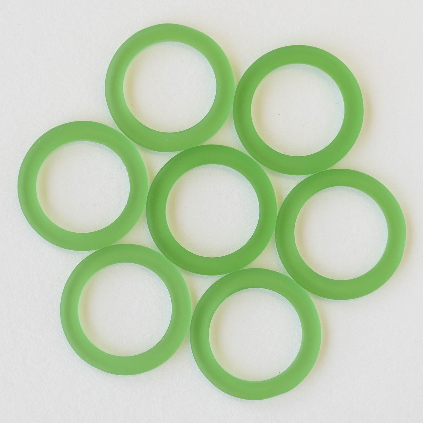 27mm Frosted Glass Rings - Green - 2 Rings