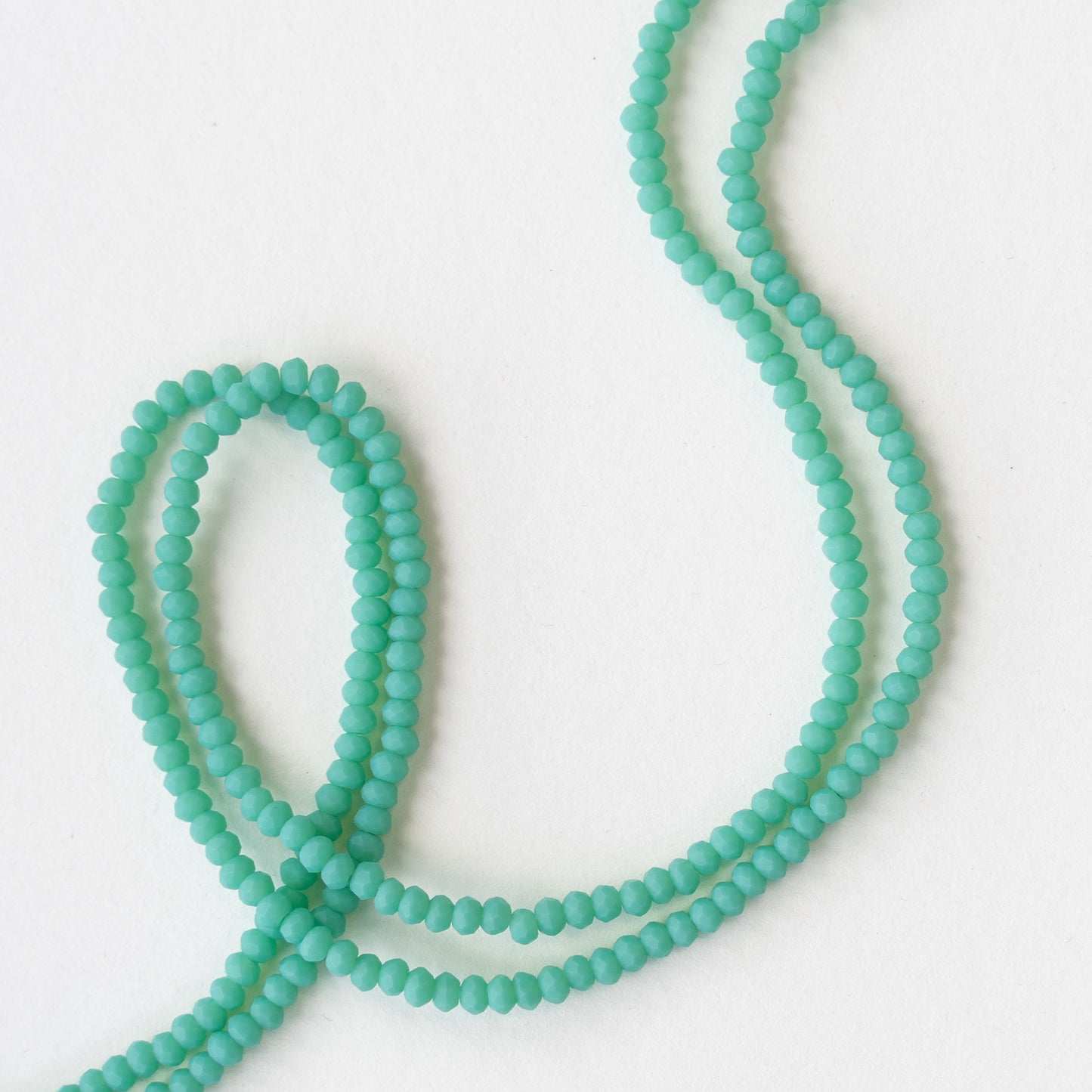 3x2mm Faceted Glass Rondelle Beads - Turquoise - 16 Inches ~ 200 Beads