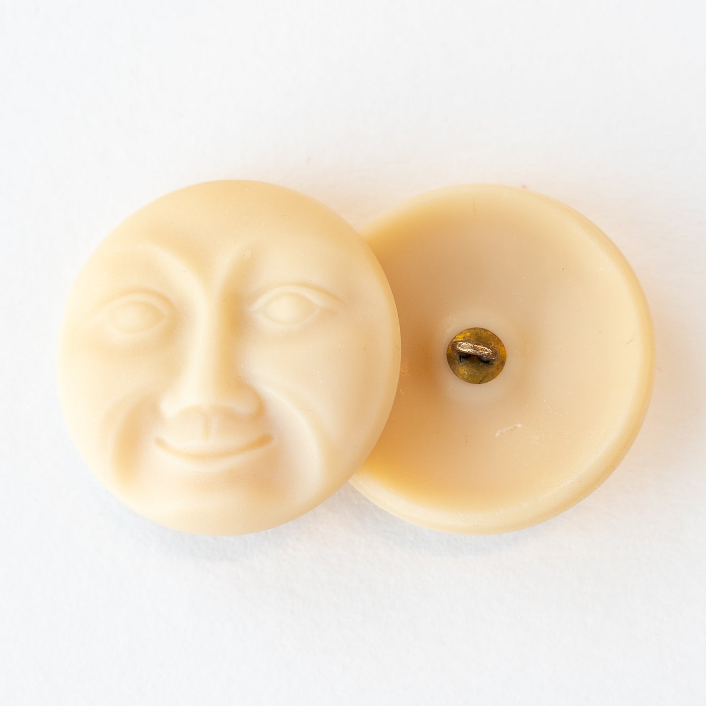 31mm Moon Face Buttons - Bone White Matte - 1 Button