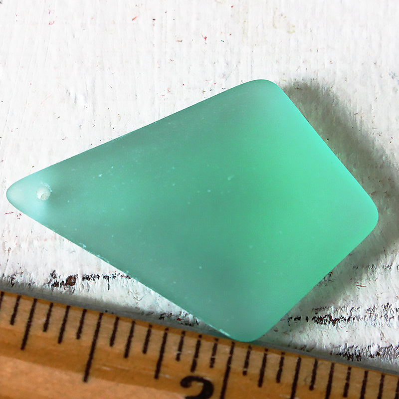 26x36mm Frosted Glass Diamond Pendants - Seafoam - 2 or 6