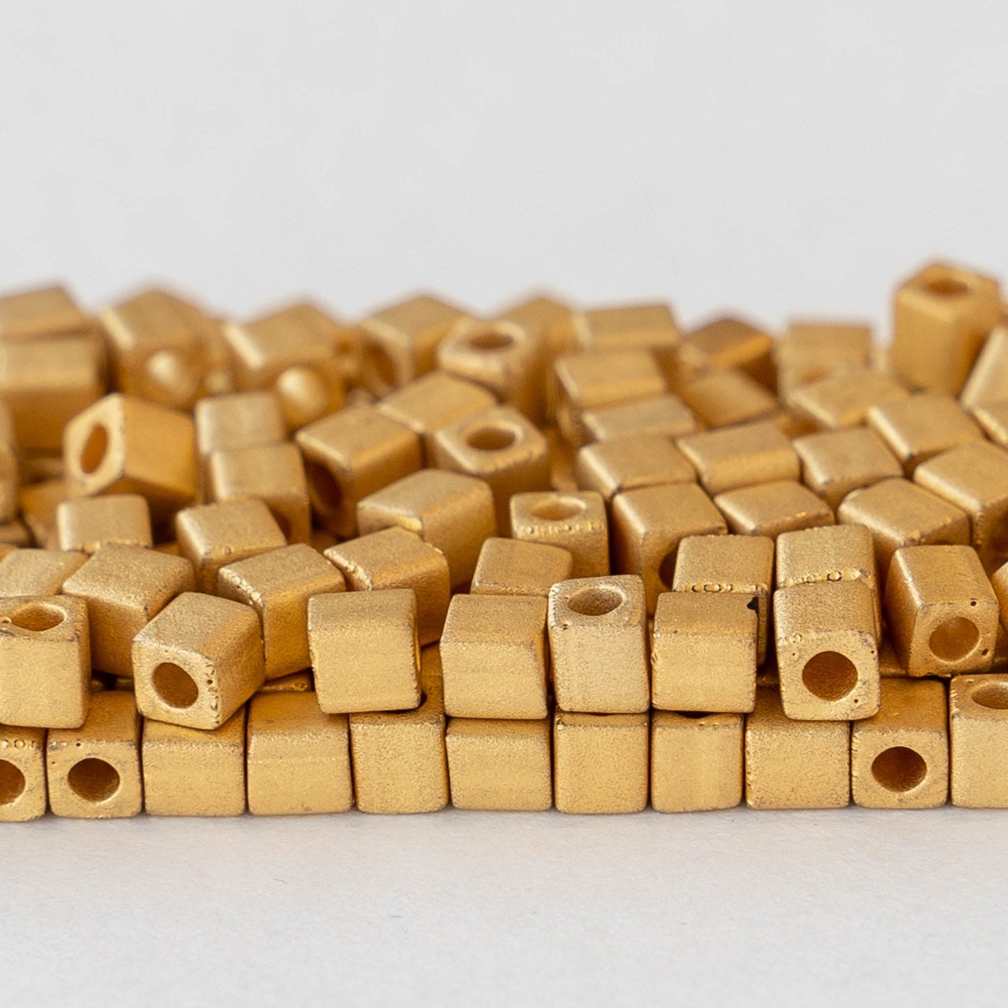 4mm Miyuki Cube Beads - 24K Gold Matte Beads - 50 cubes